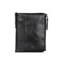 Portefeuille noir pour hommes en cuir Crazy Horse avec blocage RFID et poche à monnaie - Noir