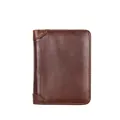 Portafoglio corto vintage in pelle Crazy Horse marrone scuro con molti scomparti per carte - caffè