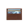 Slim crazy horse leather card holder with three card slots in a brown vintage finish - Brown