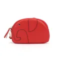 Portafoglio creativo a forma di elefante in pelle rossa con grana litchi e zip dorata - Rosso