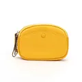 Mini portamonete in pelle con trama litchi e doppia cerniera in giallo vivace - Giallo