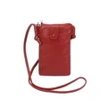 Borsa porta cellulare verticale rossa in pelle a motivo coccodrillo con zip argento - Borgogna