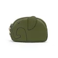 Portamonete a forma di elefante in vera pelle verde oliva con trama a litchi - Verde Militare