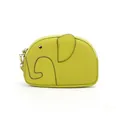 Lime green elephant shaped genuine leather coin purse with textured lychee grain finish - Fruit Green