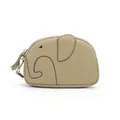 Beige elephant-shaped cowhide leather wallet with pebble texture and metallic details - Apricot