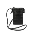 Petit sac à bandoulière vertical en cuir noir à motif pierre pour téléphone - Noir