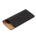 Custodia per occhiali nera in pelle vintage con morbida fodera protettiva marrone - Nero