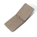 Taupe pebbled leather bifold wallet with silver money clip and multiple card slots - Khaki
