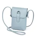 Petit sac bandoulière pour téléphone en cuir bleu clair avec texture grainée chic - Bleu Aqua