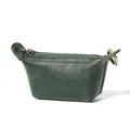 Mini vegetable tanned leather coin purse pendant in dark green with silver zipper - Dark Green