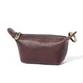 Handmade dark brown vegetable tanned leather mini coin purse with vintage bronze zipper - Dark Coffee