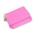 Portefeuille RFID en cuir rose avec texture grainée et porte-clés doré élégant - Rose Rouge à Lèvres