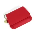 Portefeuille pour femme en cuir rouge avec protection RFID et porte-clés doré - Rouge
