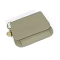 Portefeuille femme en cuir taupe grainé avec blocage RFID et porte-clés doré - Vert olive