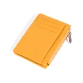 Porte-cartes mince en cuir véritable jaune avec texture grainée et poche zippée - Jaune