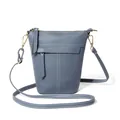 Morandi blaue Umhängetasche aus Leder mit Litschi-Struktur und goldener Hardware - Denim-Blau
