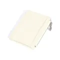 Slim off-white genuine leather card holder with dual card slots and side zipper pouch - Off-white