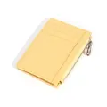 Light yellow lychee grain leather card holder with multi-card slots and zipper - Lemon Yellow