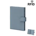 Blue RFID leather passport wallet with pebbled texture and functional card slots - Flax Blue