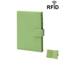 Slim avocado green leather passport wallet with RFID blocking and secure snap closure - Avocado Green