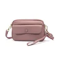 Lilac purple pebbled leather crossbody bag with gold hardware and front snap pocket - Lotus Purple