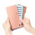 Schlankes Leder-Kartenetui für Damen in Pink mit Fächern und praktischem Metalldruckknopf - Rosa