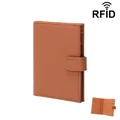 Slim brown leather passport wallet with RFID protection and snap closure for travel - Brown