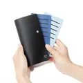 Schlankes Echtleder-Kartenetui in Schwarz und Blau mit mehreren Kartenfächern Design - Schwarz