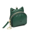 Mini portamonete a forma di animale in vera pelle verde scuro con portachiavi dorato - Verde erba