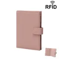 Slim RFID genuine leather passport holder and wallet in soft pink with snap closure - Pink