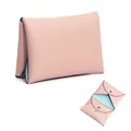 Mini-Lederbörse in Rosa-Blau-Kontrast mit Litschi-Muster und doppeltem Druckknopf - Rosa