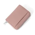 Portafoglio donna in pelle martellata rosa con protezione RFID e zip in metallo - Rosa