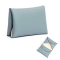 Mini cowhide leather coin purse in haze blue with contrasting white lining and snap closure - Blue