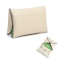 Minimalist beige leather coin purse with green interior and snap button closure - Off White