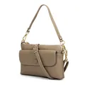 Sac à bandoulière en cuir kaki pour téléphone avec texture grainée et sangle réglable - Gris clair