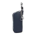 Dark blue genuine leather car key case with litchi texture and metal lobster clasp - Sapphire Blue