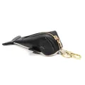 Astuccio portachiavi creativo in pelle a forma di balena con texture litchi e gancio - Nero