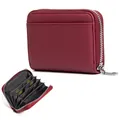 Cartera de cuero burdeos con bloqueo RFID y ranuras organizadas para monedas - Burdeos
