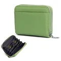 Cartera verde aguacate en cuero con protección RFID y compartimentos para monedas - Verde Aguacate