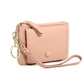 Pink pebbled cowhide leather coin purse with wristlet and snap pocket detail - Dark Pink