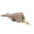 Coffee brown leather fish shaped keychain wallet with gold zipper and textured surface - Light Gray