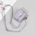 Lavender lychee grain leather mini coin purse with silver zipper and slim strap - Mambo Purple