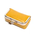Vintage gembergele mini-tas van oliewasleder met klassieke metalen kus-sluiting - Geel