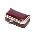 Mini vintage juwelenzakje in bordeaux glanzend leer met gouden kiss-lock sluiting - Bordeauxrood