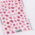 5D embossed semi-transparent pink flower nail stickers with realistic petal texture TS-414 - TS-414 Pink Petals Pressed Flower Style