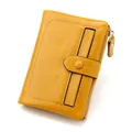 Vintage bright yellow oil wax leather wallet for women with large capacity and multi-slots - Yellow