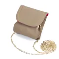 Elephant grey genuine leather mini coin purse with colorful stitching and gold chain - Gray