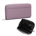 Portefeuille RFID en cuir lilas à motif litchi avec fentes cartes et poche monnaie - Violet Iris