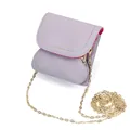 Lilac leather mini coin purse with rainbow stitching and golden chain strap - Light Purple