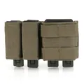 Tactical double 7.62 magazine pouch with MOLLE system in durable green nylon fabric - Army Green